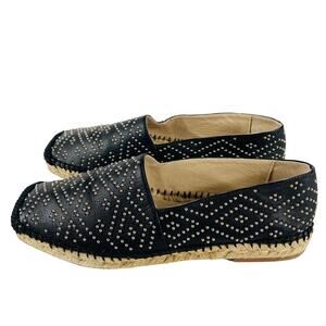 Paloma Barcelo Black Leather Studded Espadrille Size 36 / 5.5 US